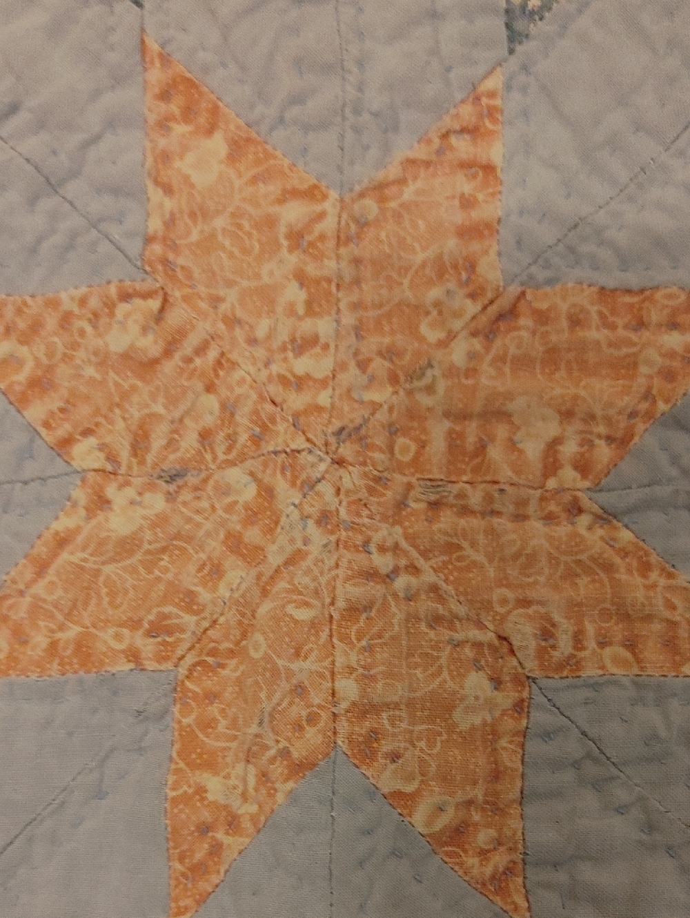 Antique Square Lonestar Small Hand Quilted Quilt in Blue and Pink - Picture 10 of 17